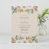 Invitation Mariage Botanique Automnal Ocre (Debout devant)