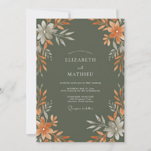 Invitation Mariage Botanique Automnal Vert Sauge