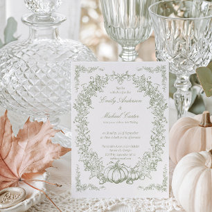 Invitation Mariage Botanique Automnal Vintage Chêne & Citroui