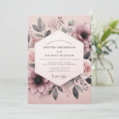 Invitation Mariage Botanique aux Cendres Mauves (Debout devant)