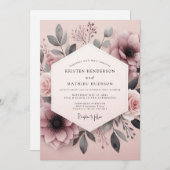 Invitation Mariage Botanique aux Cendres Mauves (Devant / Derrière)