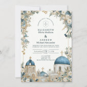 Invitation Mariage botanique aux dômes bleus de Santorin (Devant)