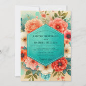 Invitation Mariage botanique aux fleurs de pêcher (Devant)