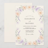 Invitation Mariage Botanique aux Lavandes (Devant / Derrière)