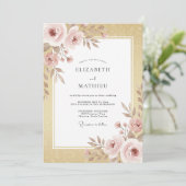 Invitation Mariage Botanique avec Fard Doré (Debout devant)