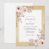 Invitation Mariage Botanique avec Fard Doré (Devant / Derrière)