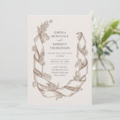 Invitation Mariage Botanique avec Ruban de Tournesol Rustique (Debout devant)