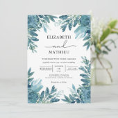 Invitation Mariage botanique Azure Bloom (Debout devant)