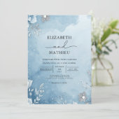 Invitation Mariage botanique Azure Frost (Debout devant)
