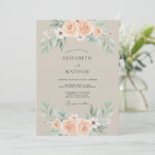 Invitation Mariage Botanique Beige Assourdi (Debout devant)