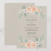 Invitation Mariage Botanique Beige Assourdi (Devant / Derrière)