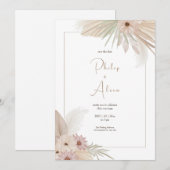 Invitation Mariage botanique blanc (Devant / Derrière)