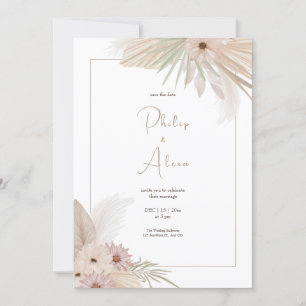 Invitation Mariage botanique blanc