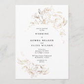 Invitation Mariage botanique blanc élégant (Devant)