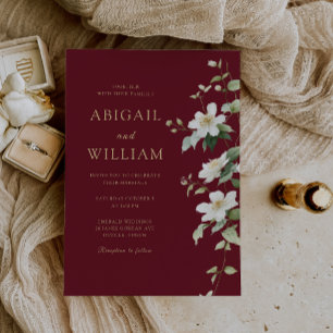 Invitation Mariage botanique blanc fleur sauvage Bourgogne