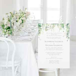 Invitation Mariage botanique blanc formel 2 Lieu Texte doré