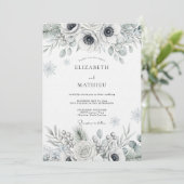 Invitation Mariage Botanique Blanc givré (Debout devant)