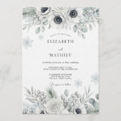 Invitation Mariage Botanique Blanc givré (Devant)