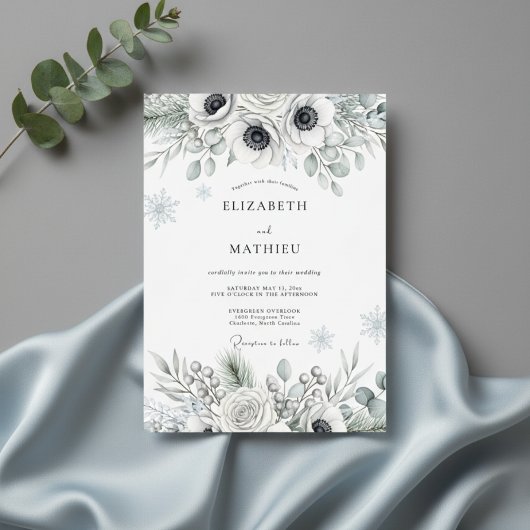 Invitation Mariage Botanique Blanc givré