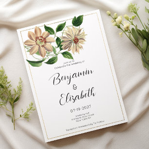 Invitation Mariage botanique blanc rouge vert