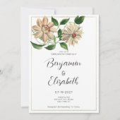 Invitation Mariage botanique blanc rouge vert (Devant)