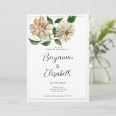 Invitation Mariage botanique blanc rouge vert (Debout devant)