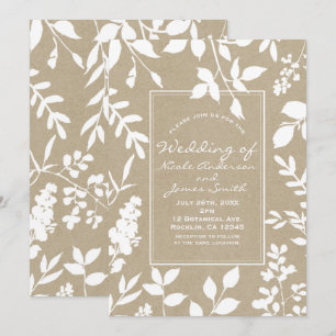 Invitation Mariage botanique blanc simple rustique