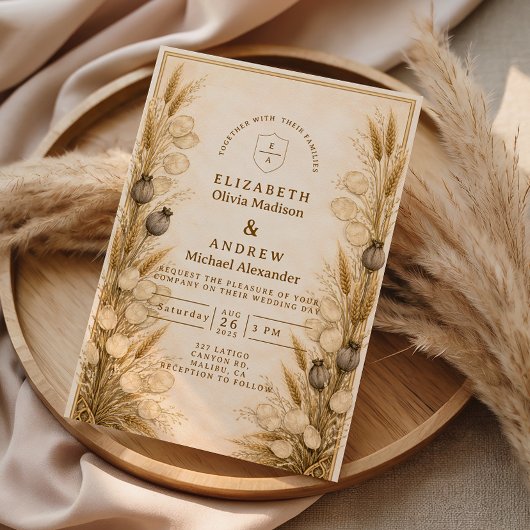 Invitation Mariage Botanique Blé d'Automne
