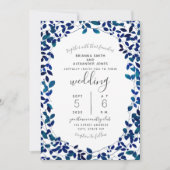 Invitation Mariage botanique bleu (Devant)