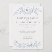 Invitation Mariage Botanique Bleu (Devant)