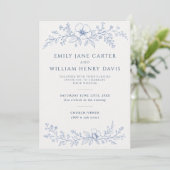 Invitation Mariage Botanique Bleu (Debout devant)