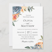 Invitation Mariage botanique bleu ardoise (Devant)