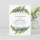 Invitation mariage botanique bleu bleus (Debout devant)