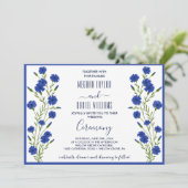 Invitation Mariage botanique bleu de Cornflower (Debout devant)