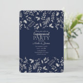 Invitation Mariage botanique bleu et argent en hiver (Debout devant)