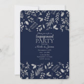 Invitation Mariage botanique bleu et argent en hiver (Devant)