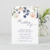 Invitation Mariage botanique bleu et bracelet (Debout devant)