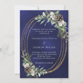 Invitation Mariage botanique bleu hivernal (Devant)