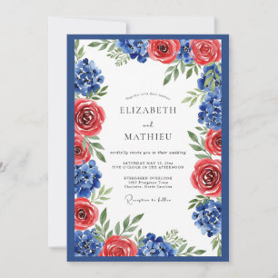 Invitation Mariage Botanique Bleu Royal Vivid