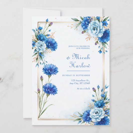 Invitation Mariage Botanique Bleuet (Devant)