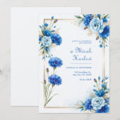 Invitation Mariage Botanique Bleuet (Devant / Derrière)