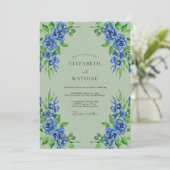 Invitation Mariage Botanique Blue Bloom (Debout devant)