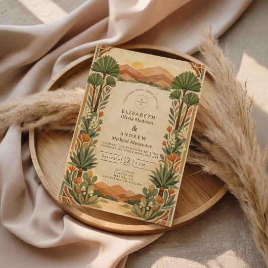 Invitation Mariage botanique bohème dans le désert