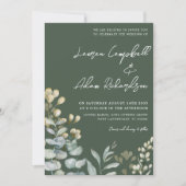 Invitation Mariage Botanique Bohème Eucalyptus Vert Foncé (Devant)