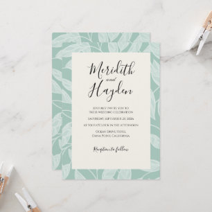 Invitation Mariage botanique boho bleu