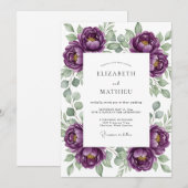 Invitation Mariage Botanique Bonheur Rose Menthe (Devant / Derrière)