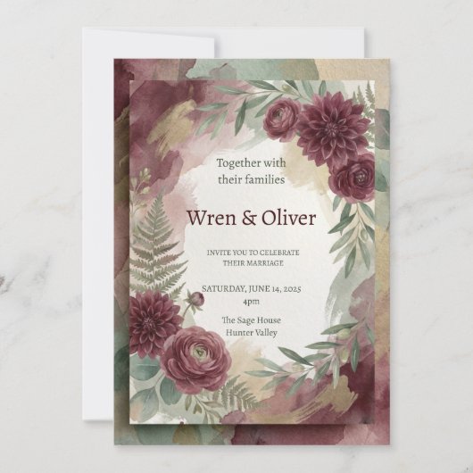 Invitation Mariage Botanique Bourgogne (Devant)