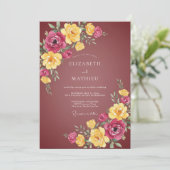 Invitation Mariage Botanique Bourguignon Fleuri (Debout devant)