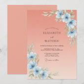Invitation Mariage Botanique Brise de Pêche (Devant / Derrière)