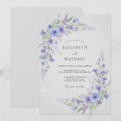 Invitation Mariage Botanique Brise Léger de Pervenche (Devant / Derrière)